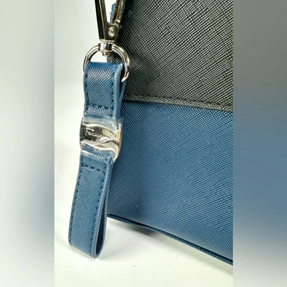 NWOT Salvatore Ferragamo Black and Blue Cosmetic,Amenity Travel Bag